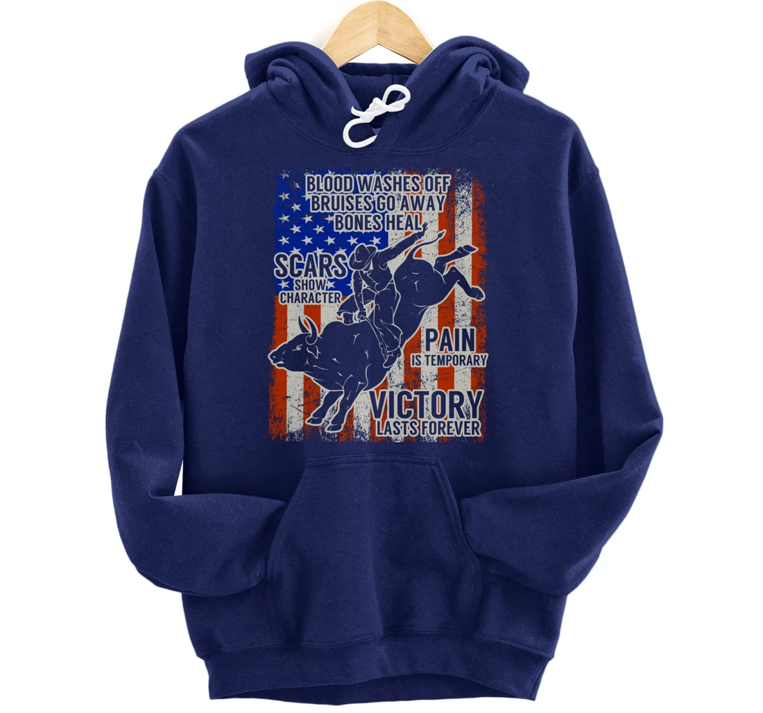 Bull Riding Vintage Texas Ranch Rider America Cowboy Western Pullover Hoodie