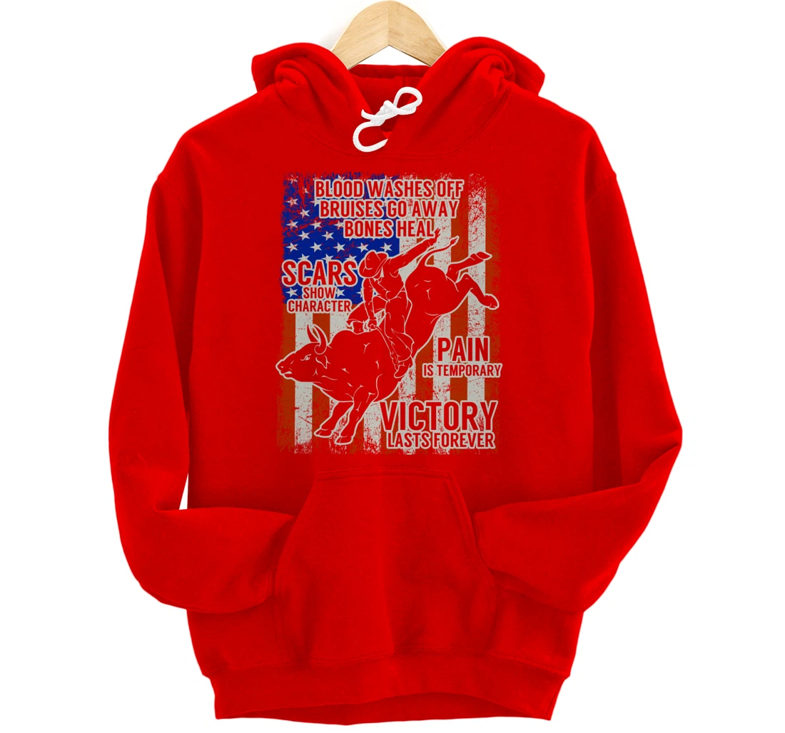 Bull Riding Vintage Texas Ranch Rider America Cowboy Western Pullover Hoodie