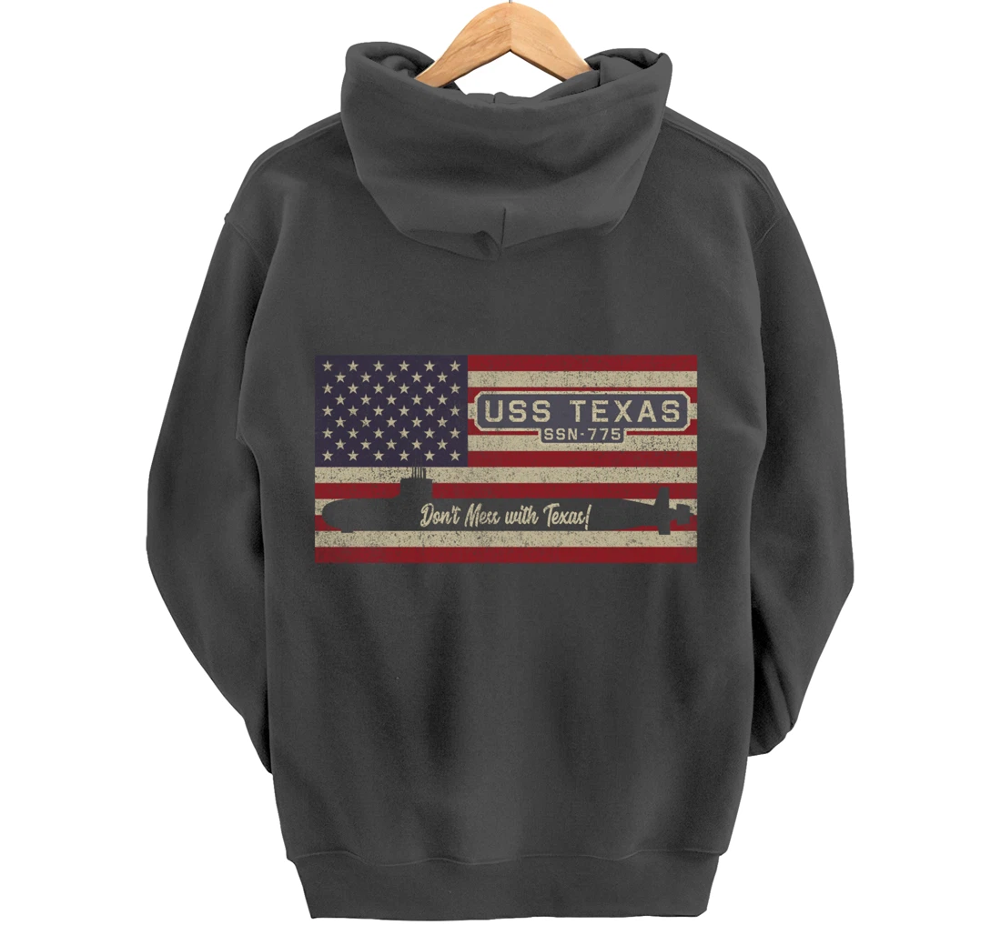 USS Texas SSN-775 Submarine American Flag Gift Pullover Hoodie