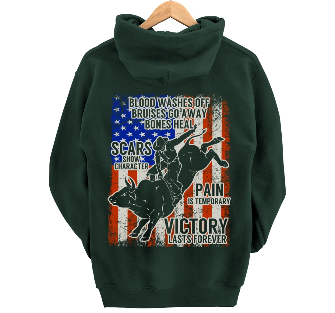 Bull Riding Vintage Texas Ranch Rider America Cowboy Western Pullover Hoodie