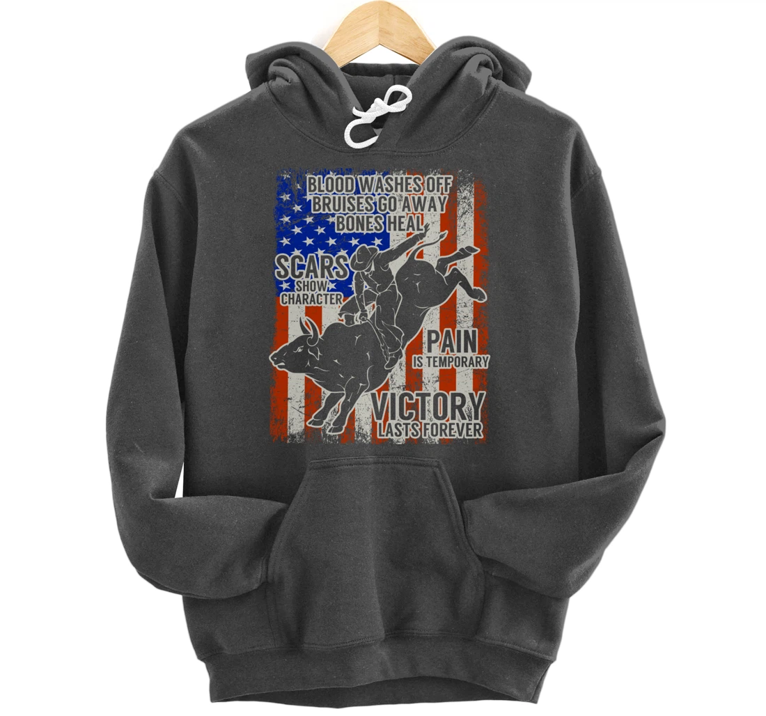 Bull Riding Vintage Texas Ranch Rider America Cowboy Western Pullover Hoodie