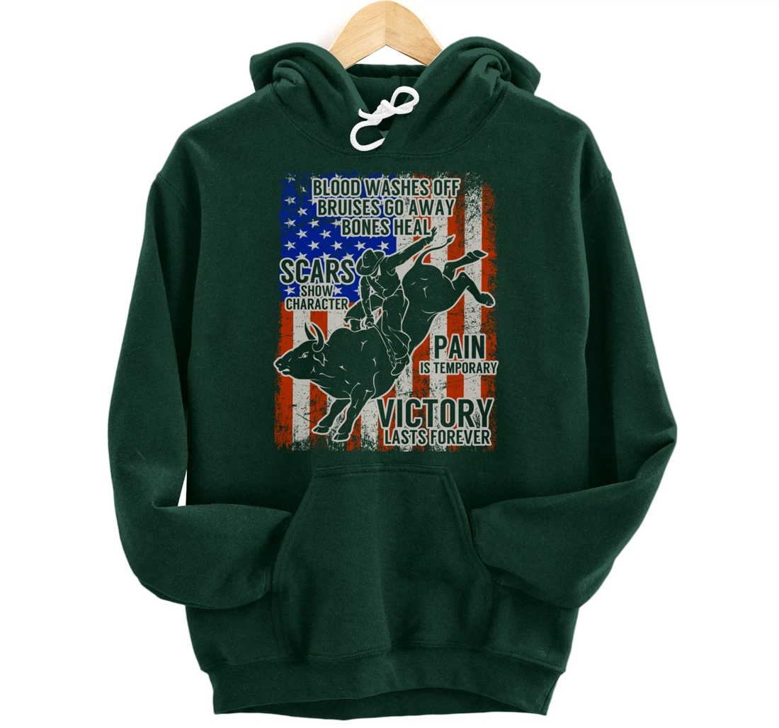 Bull Riding Vintage Texas Ranch Rider America Cowboy Western Pullover Hoodie