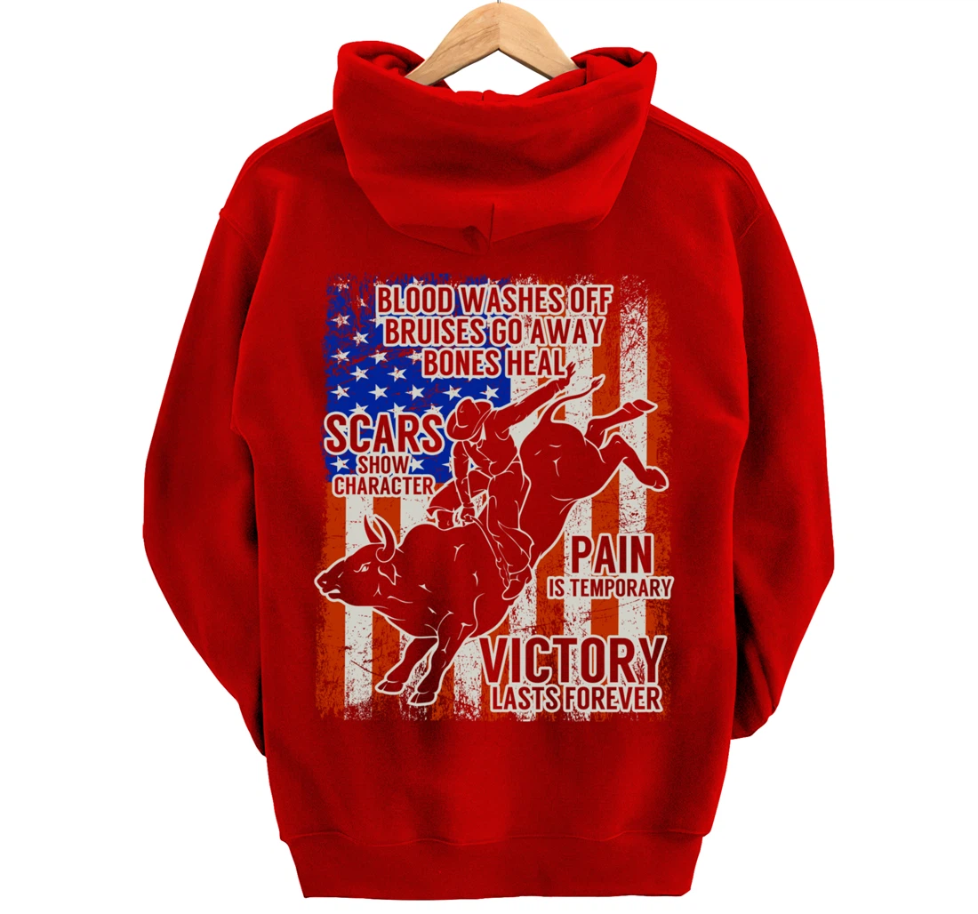 Bull Riding Vintage Texas Ranch Rider America Cowboy Western Pullover Hoodie