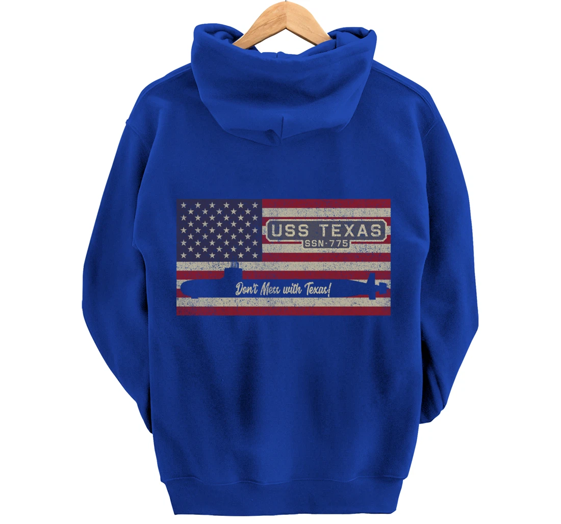 USS Texas SSN-775 Submarine American Flag Gift Pullover Hoodie