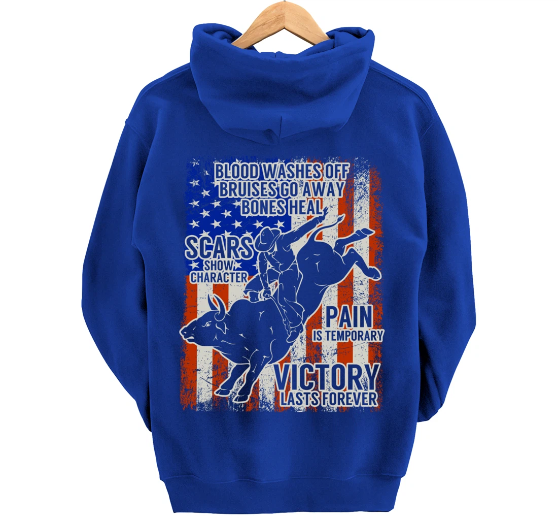 Bull Riding Vintage Texas Ranch Rider America Cowboy Western Pullover Hoodie