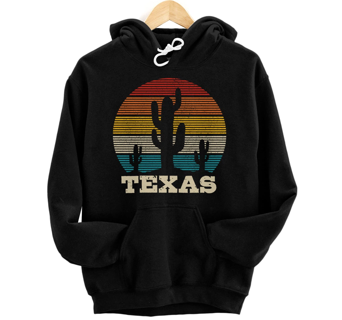 Texas Cactus Vintage Retro Desert Souvenir Gift Pullover Hoodie