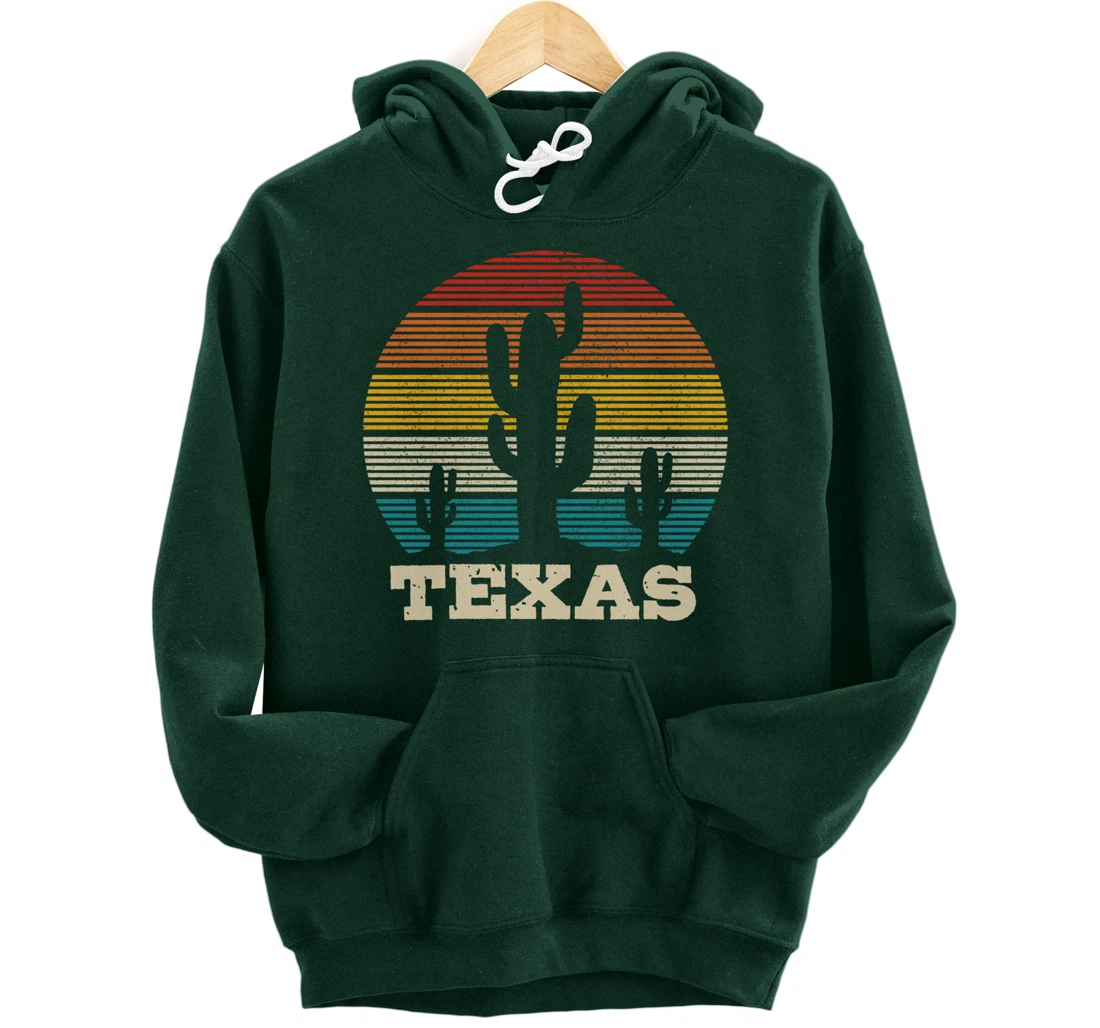 Texas Cactus Vintage Retro Desert Souvenir Gift Pullover Hoodie