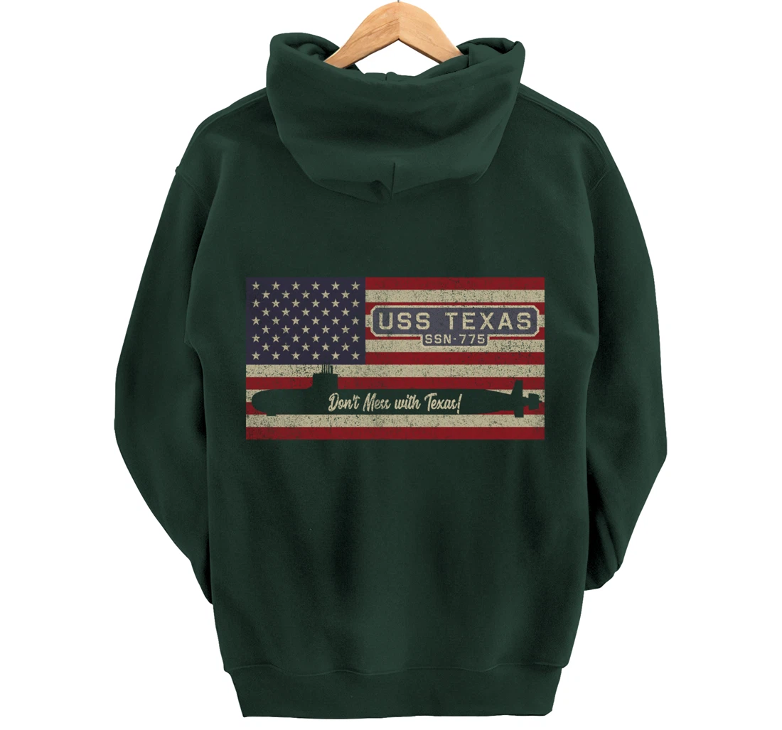 USS Texas SSN-775 Submarine American Flag Gift Pullover Hoodie