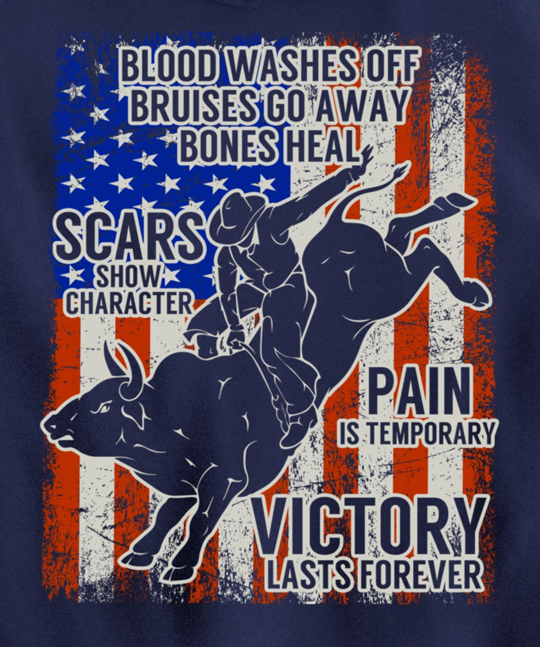 Bull Riding Vintage Texas Ranch Rider America Cowboy Western Pullover Hoodie