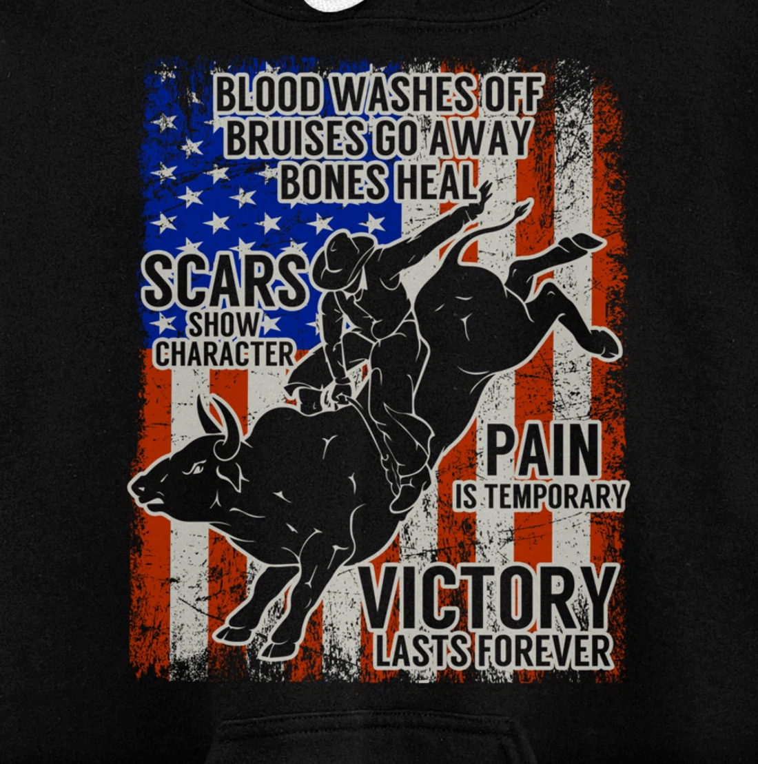 Bull Riding Vintage Texas Ranch Rider America Cowboy Western Pullover Hoodie