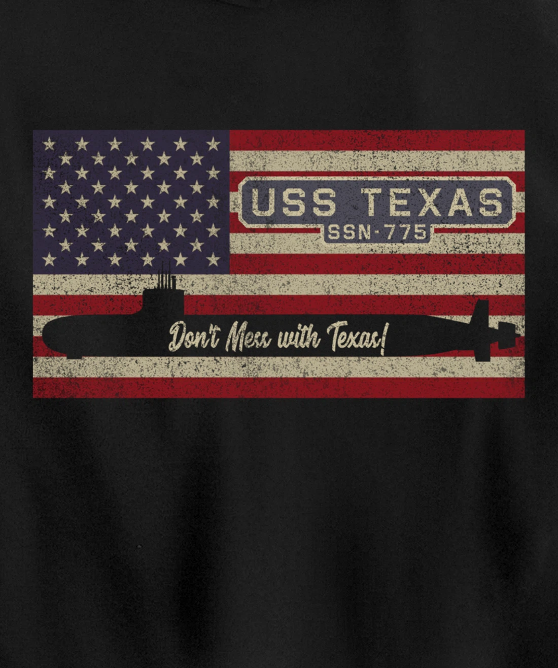 USS Texas SSN-775 Submarine American Flag Gift Pullover Hoodie