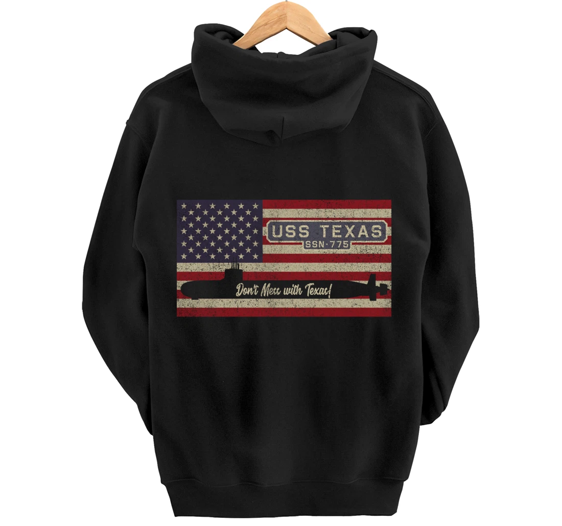 USS Texas SSN-775 Submarine American Flag Gift Pullover Hoodie