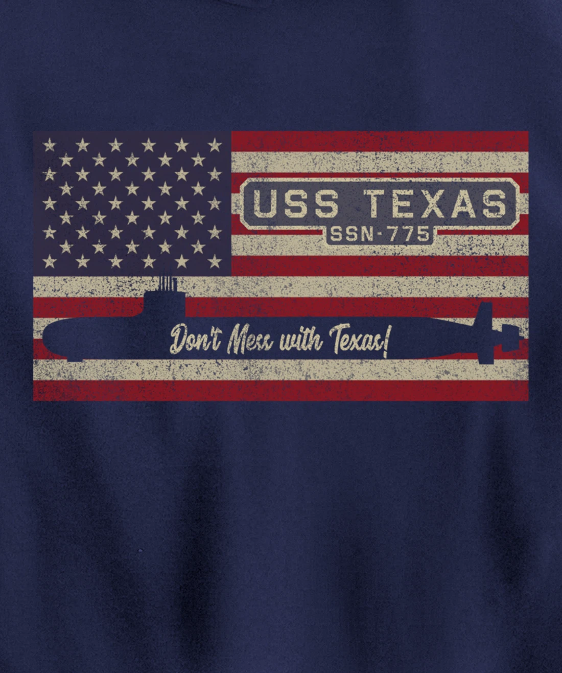 USS Texas SSN-775 Submarine American Flag Gift Pullover Hoodie