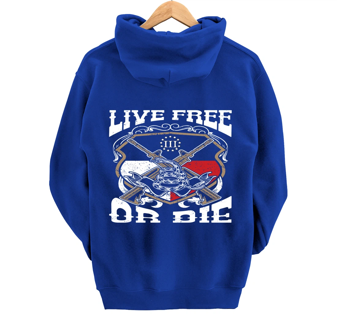 Texas Flag Three Percenter Oath Keeper - Live Free Or Die Pullover Hoodie