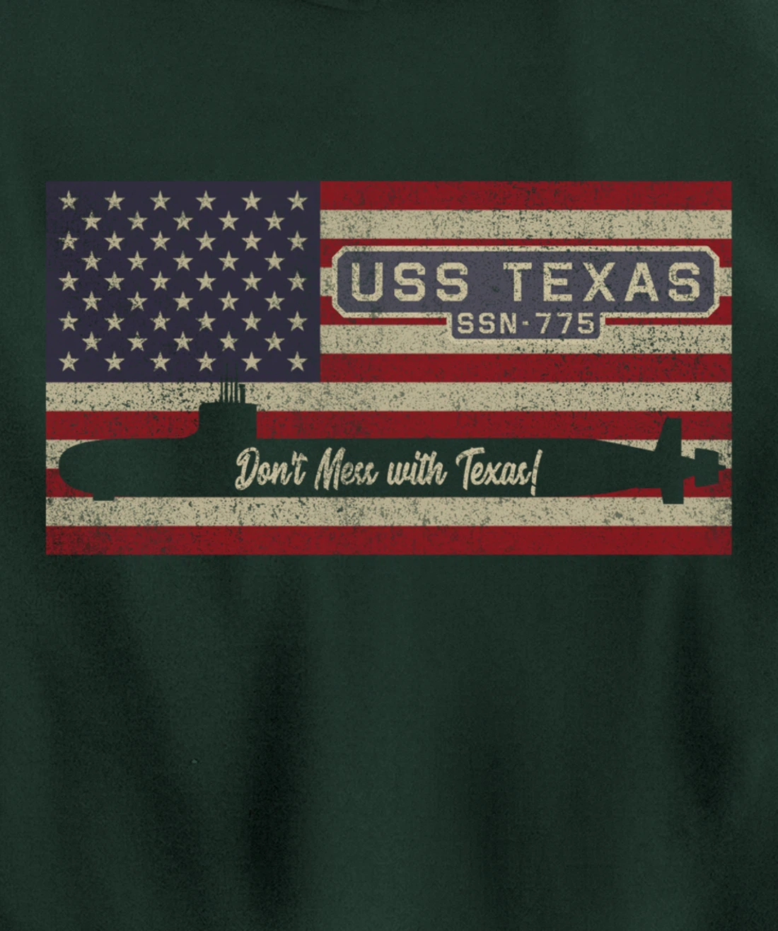 USS Texas SSN-775 Submarine American Flag Gift Pullover Hoodie