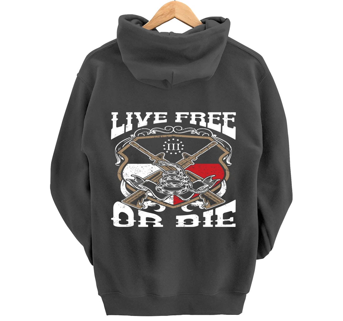 Texas Flag Three Percenter Oath Keeper - Live Free Or Die Pullover Hoodie