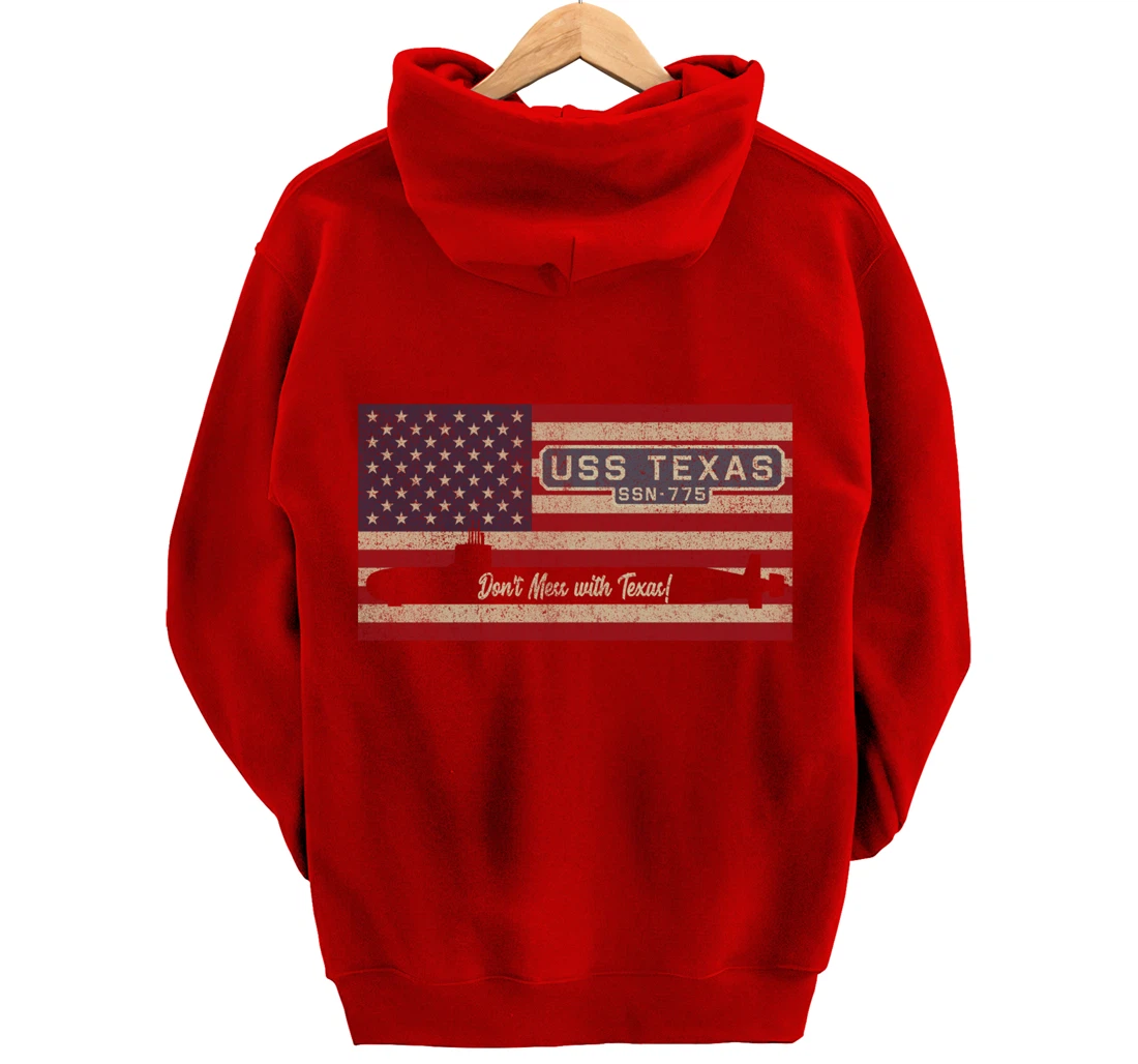 USS Texas SSN-775 Submarine American Flag Gift Pullover Hoodie