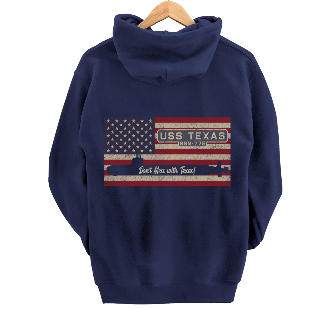USS Texas SSN-775 Submarine American Flag Gift Pullover Hoodie