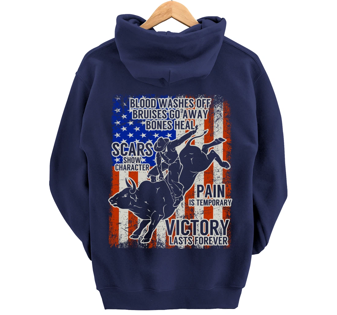 Bull Riding Vintage Texas Ranch Rider America Cowboy Western Pullover Hoodie