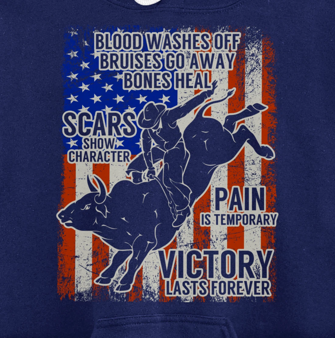 Bull Riding Vintage Texas Ranch Rider America Cowboy Western Pullover Hoodie