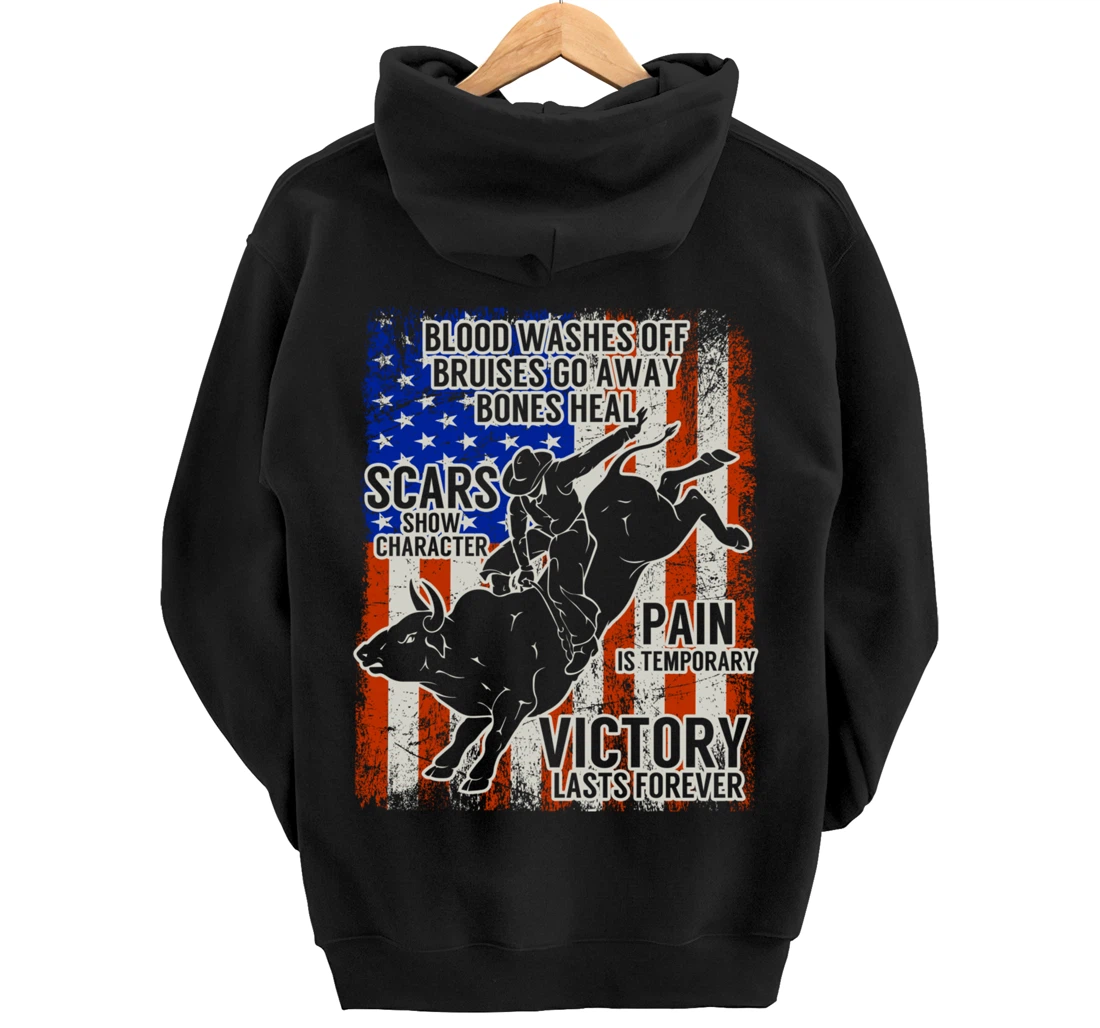 Bull Riding Vintage Texas Ranch Rider America Cowboy Western Pullover Hoodie