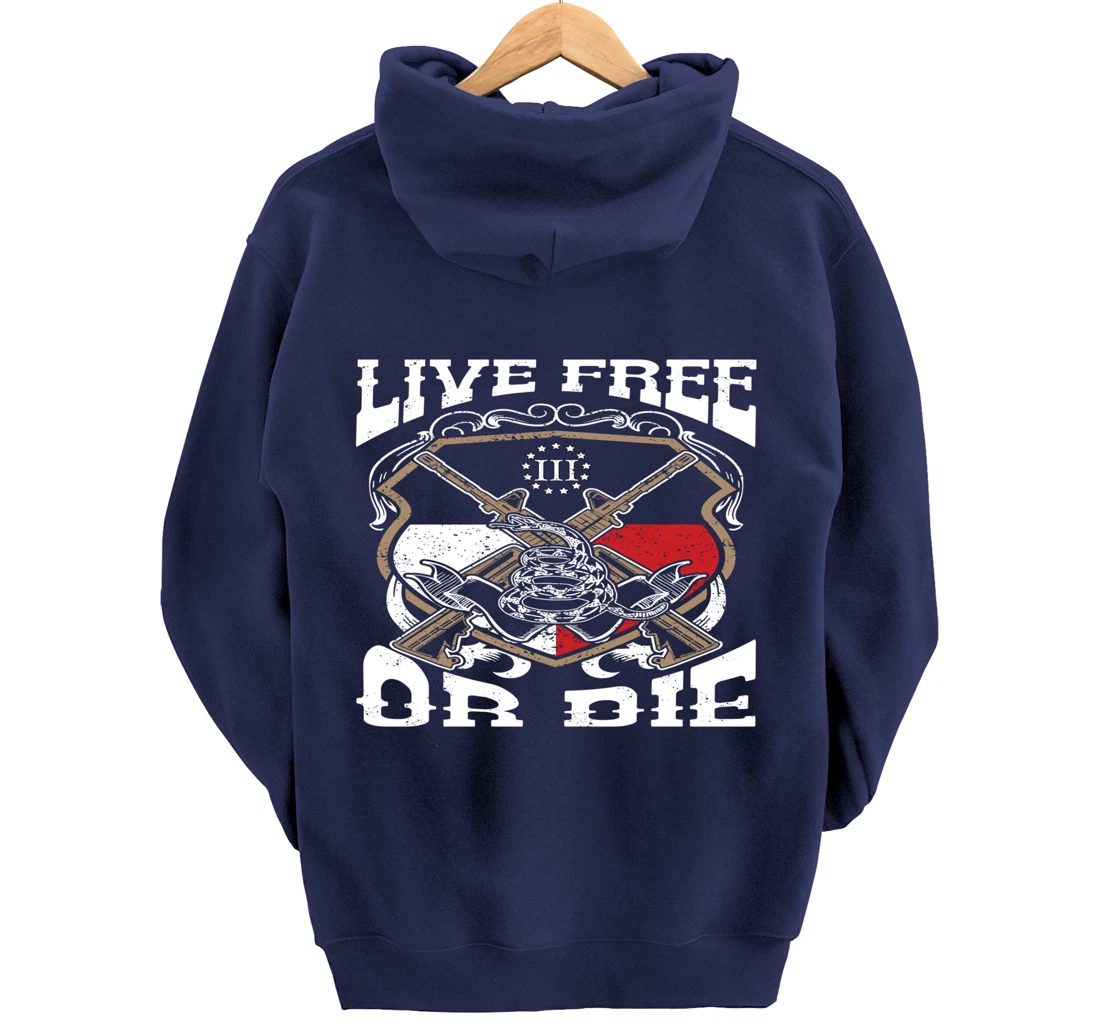 Texas Flag Three Percenter Oath Keeper - Live Free Or Die Pullover Hoodie