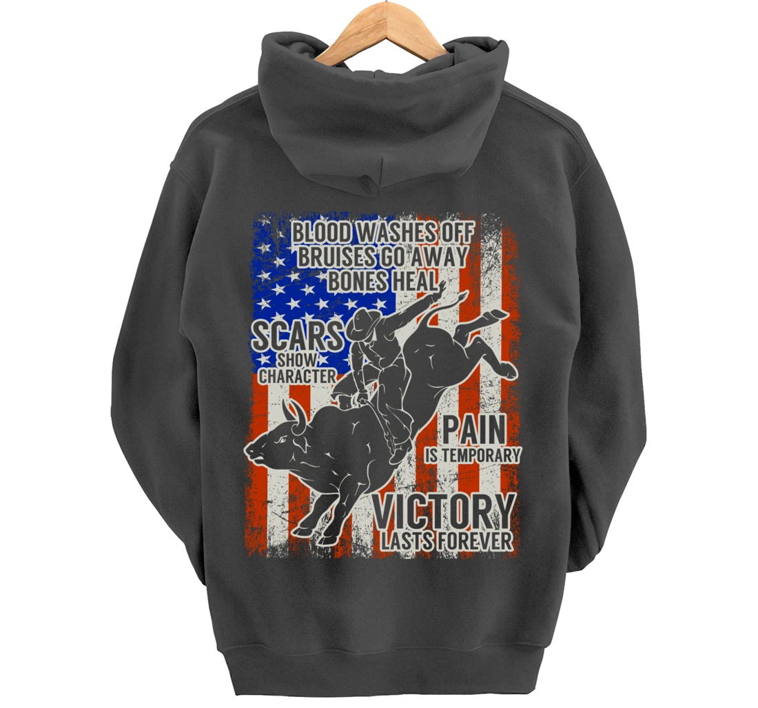 Bull Riding Vintage Texas Ranch Rider America Cowboy Western Pullover Hoodie