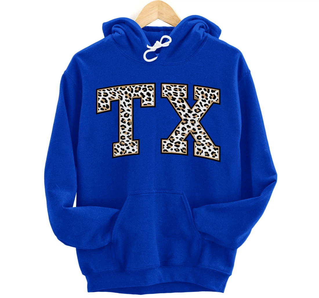 Texas Hoodie Women Men Cool Leopard Print TX State of Texas Pullover Hoodie