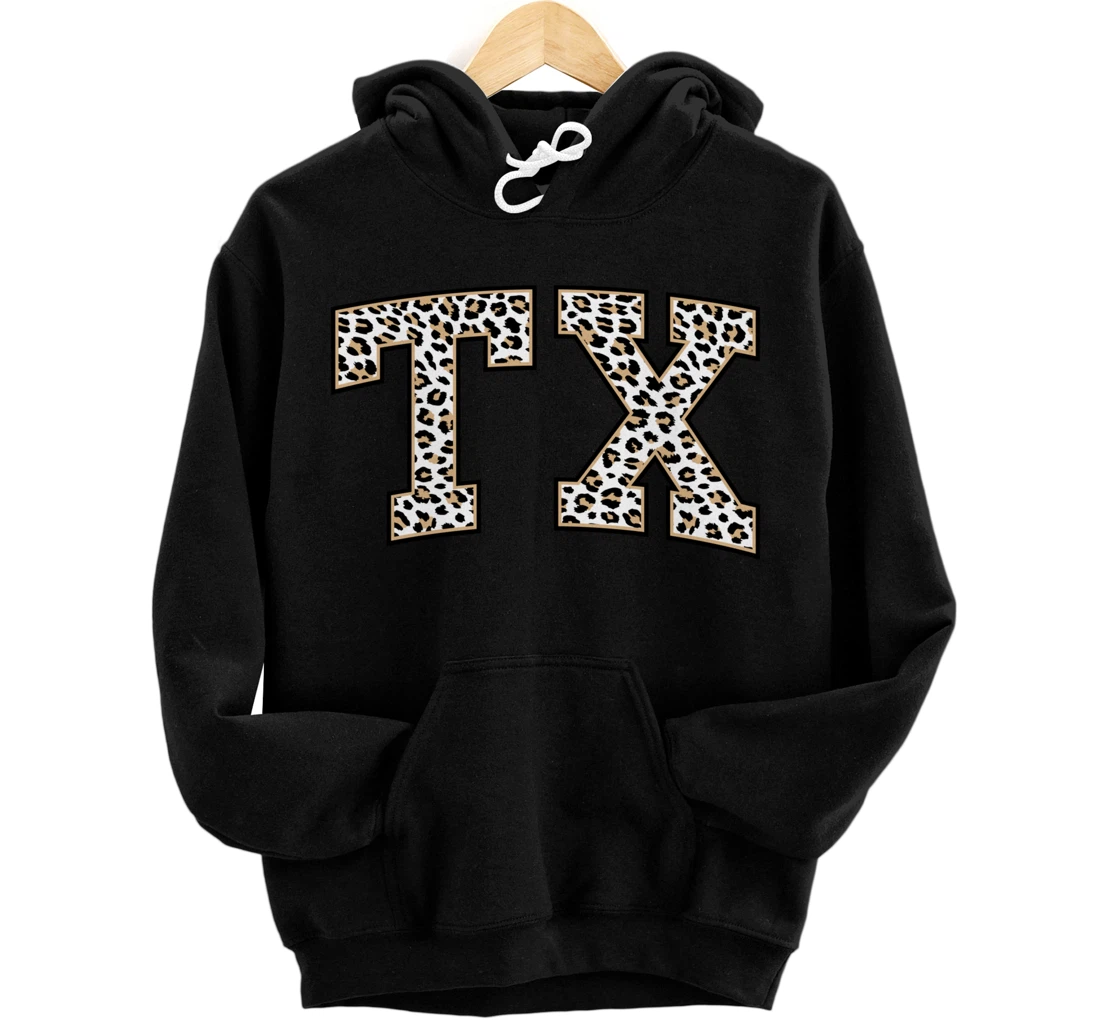 Texas Hoodie Women Men Cool Leopard Print TX State of Texas Pullover Hoodie