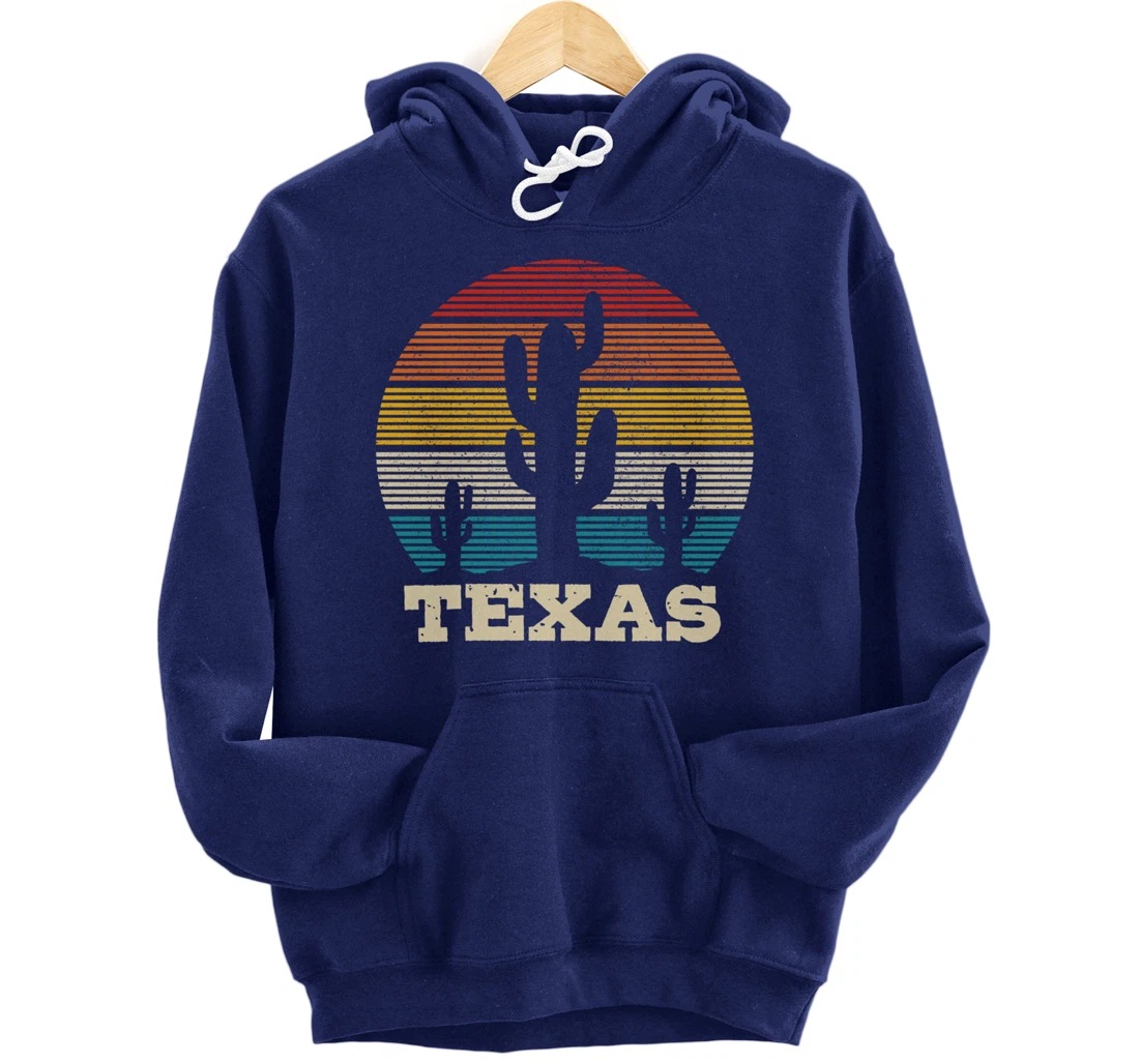 Texas Cactus Vintage Retro Desert Souvenir Gift Pullover Hoodie