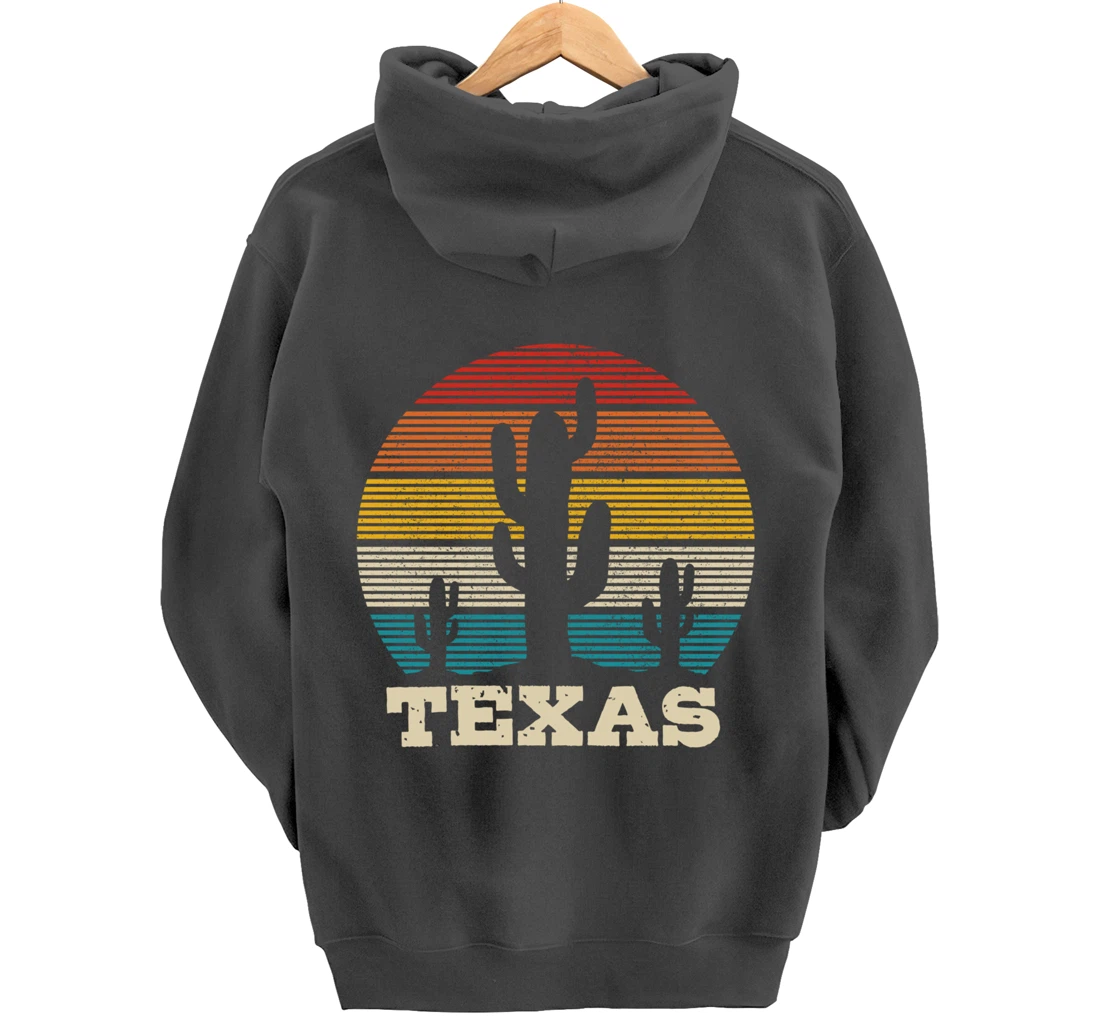 Texas Cactus Vintage Retro Desert Souvenir Gift Pullover Hoodie