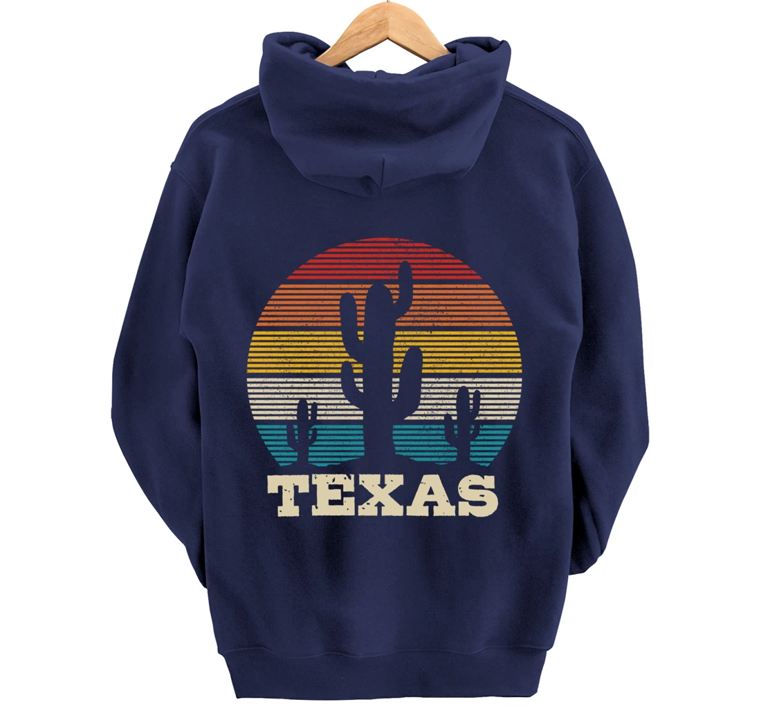 Texas Cactus Vintage Retro Desert Souvenir Gift Pullover Hoodie