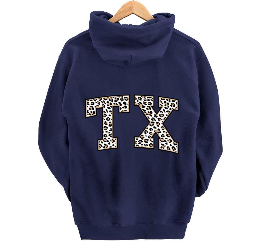 Texas Hoodie Women Men Cool Leopard Print TX State of Texas Pullover Hoodie