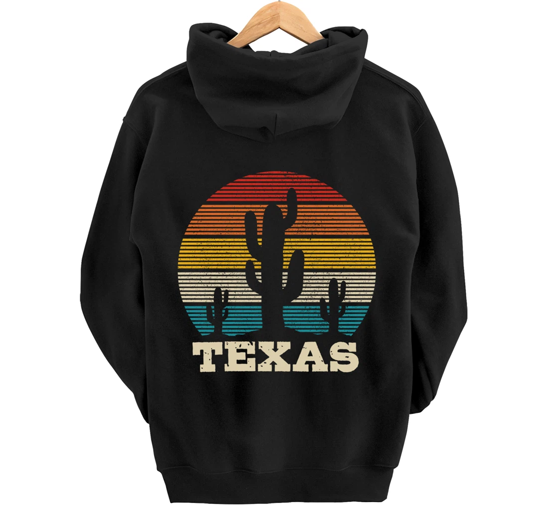 Texas Cactus Vintage Retro Desert Souvenir Gift Pullover Hoodie