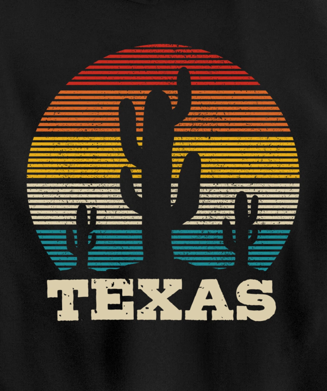 Texas Cactus Vintage Retro Desert Souvenir Gift Pullover Hoodie