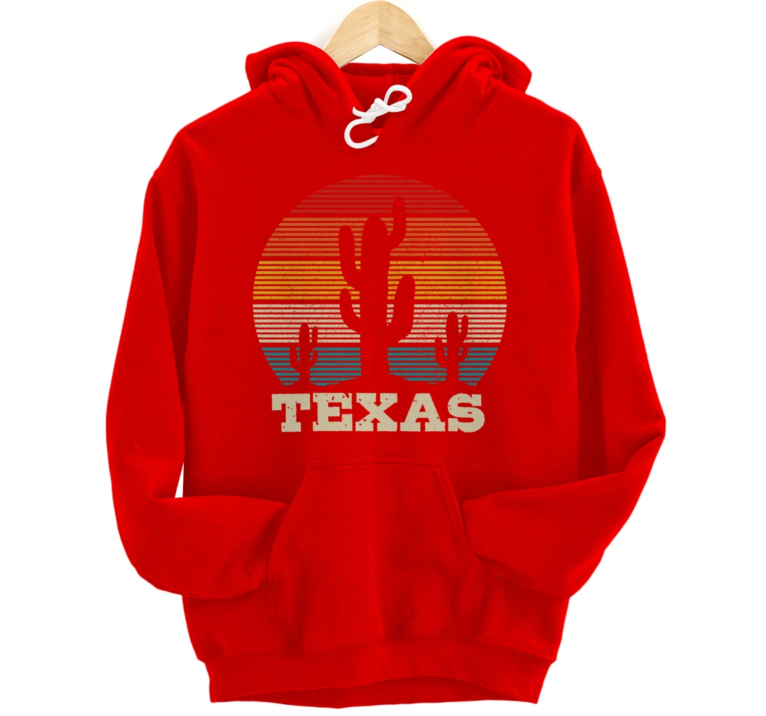 Texas Cactus Vintage Retro Desert Souvenir Gift Pullover Hoodie