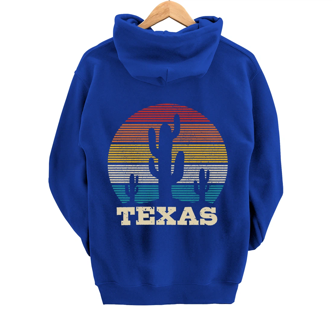 Texas Cactus Vintage Retro Desert Souvenir Gift Pullover Hoodie
