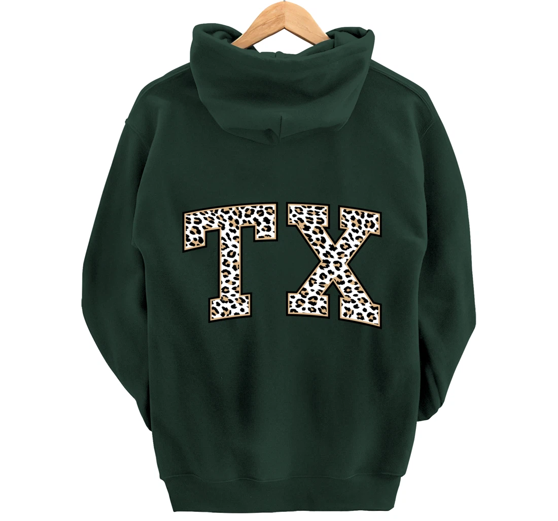 Texas Hoodie Women Men Cool Leopard Print TX State of Texas Pullover Hoodie