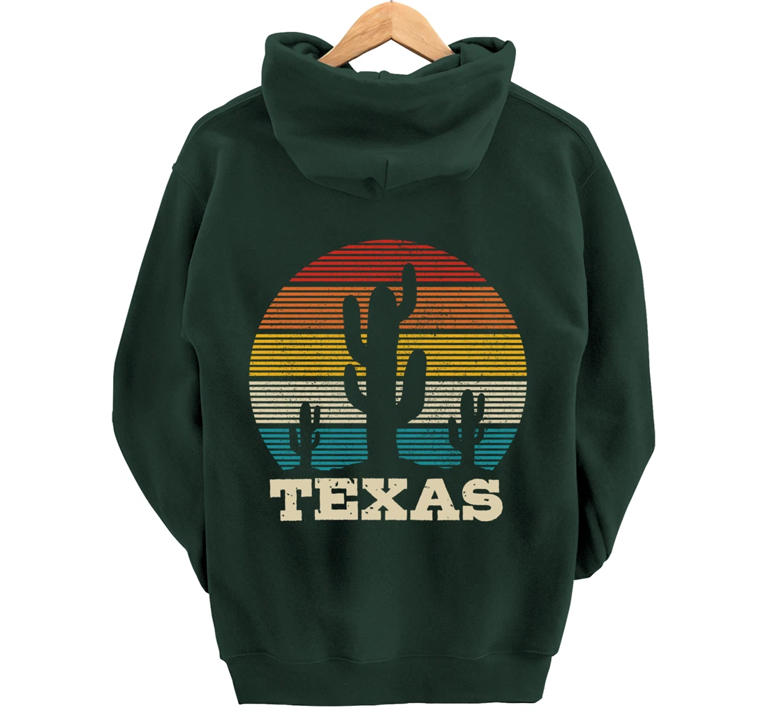Texas Cactus Vintage Retro Desert Souvenir Gift Pullover Hoodie