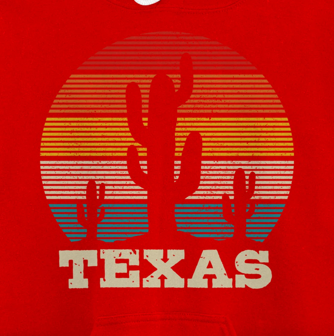 Texas Cactus Vintage Retro Desert Souvenir Gift Pullover Hoodie