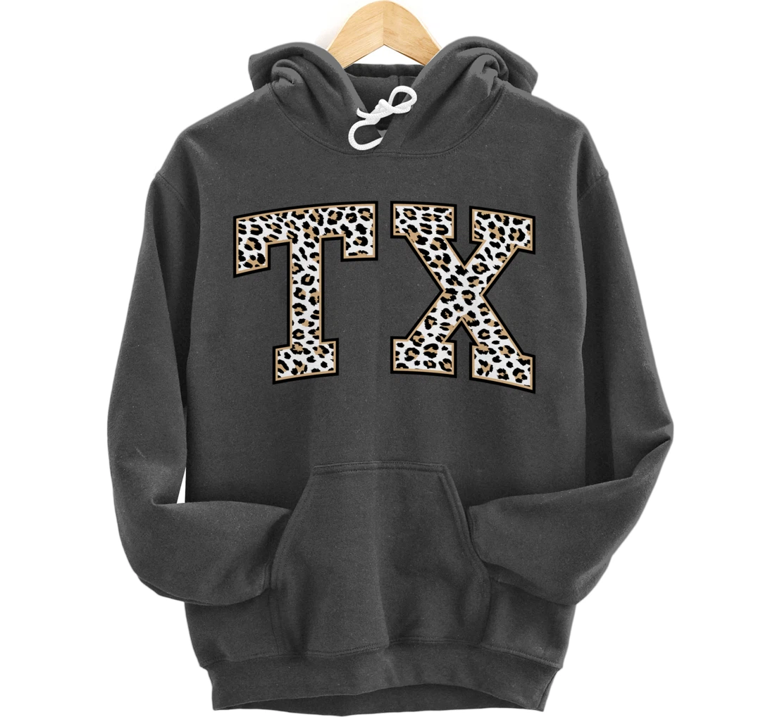 Texas Hoodie Women Men Cool Leopard Print TX State of Texas Pullover Hoodie