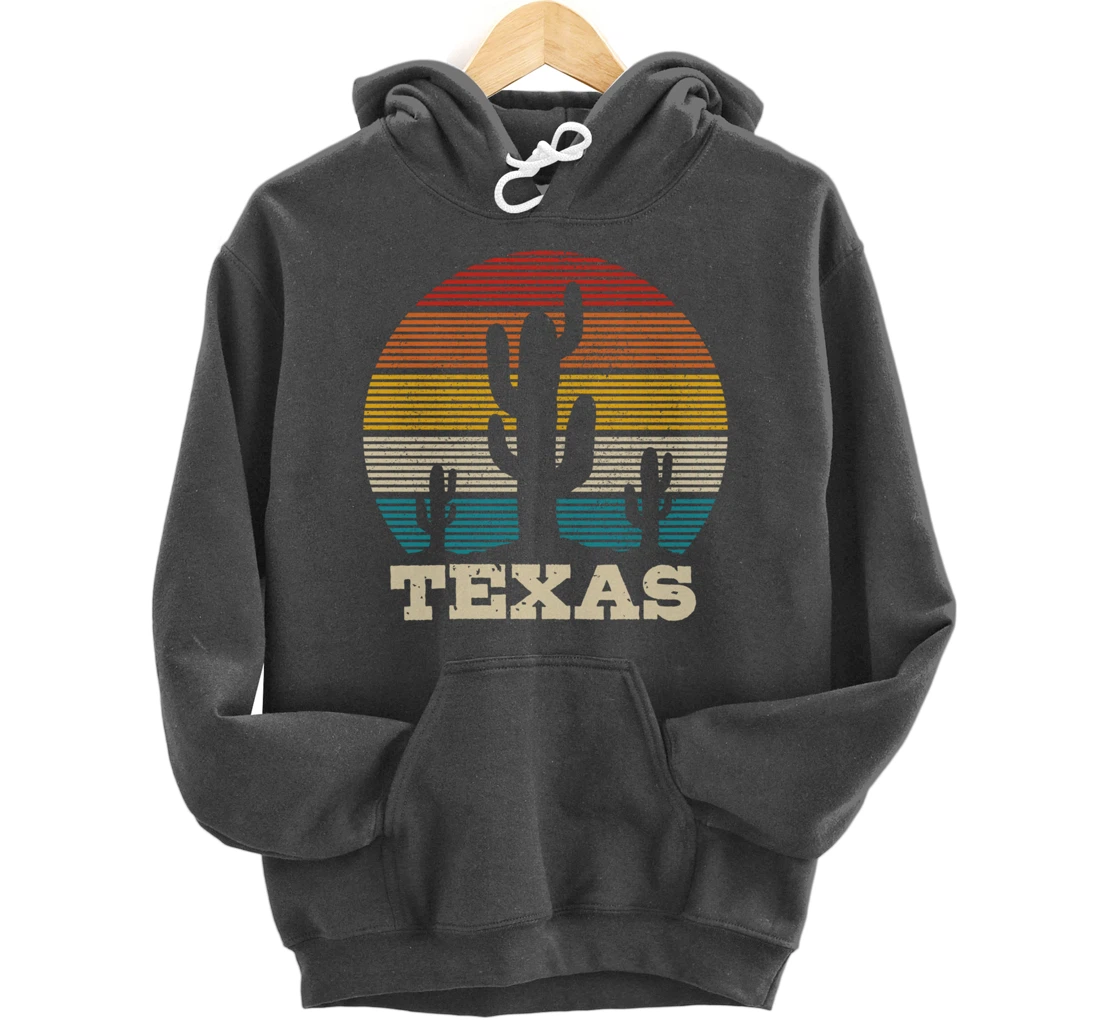 Texas Cactus Vintage Retro Desert Souvenir Gift Pullover Hoodie