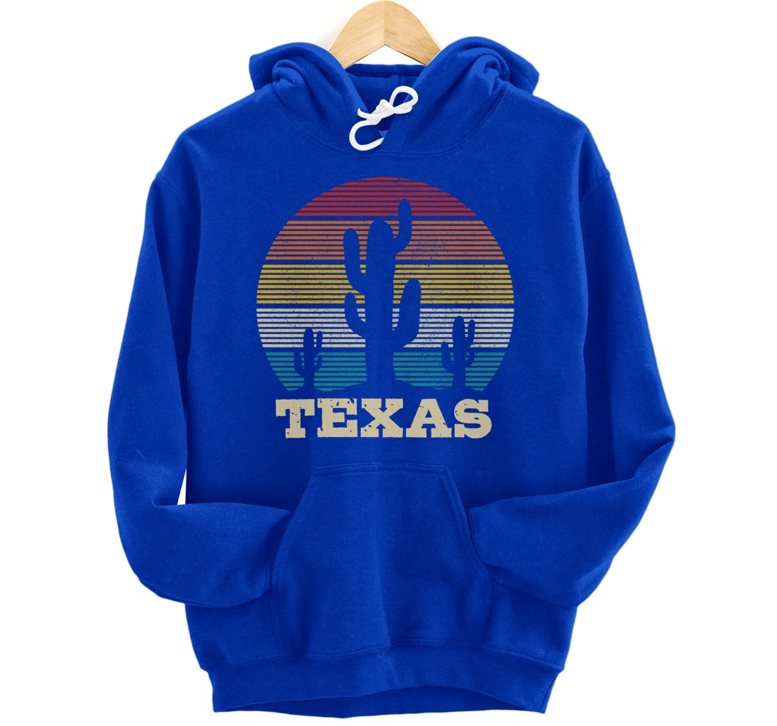 Texas Cactus Vintage Retro Desert Souvenir Gift Pullover Hoodie