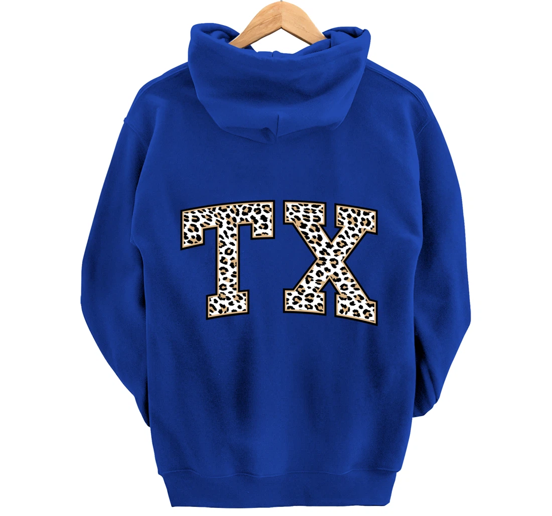 Texas Hoodie Women Men Cool Leopard Print TX State of Texas Pullover Hoodie