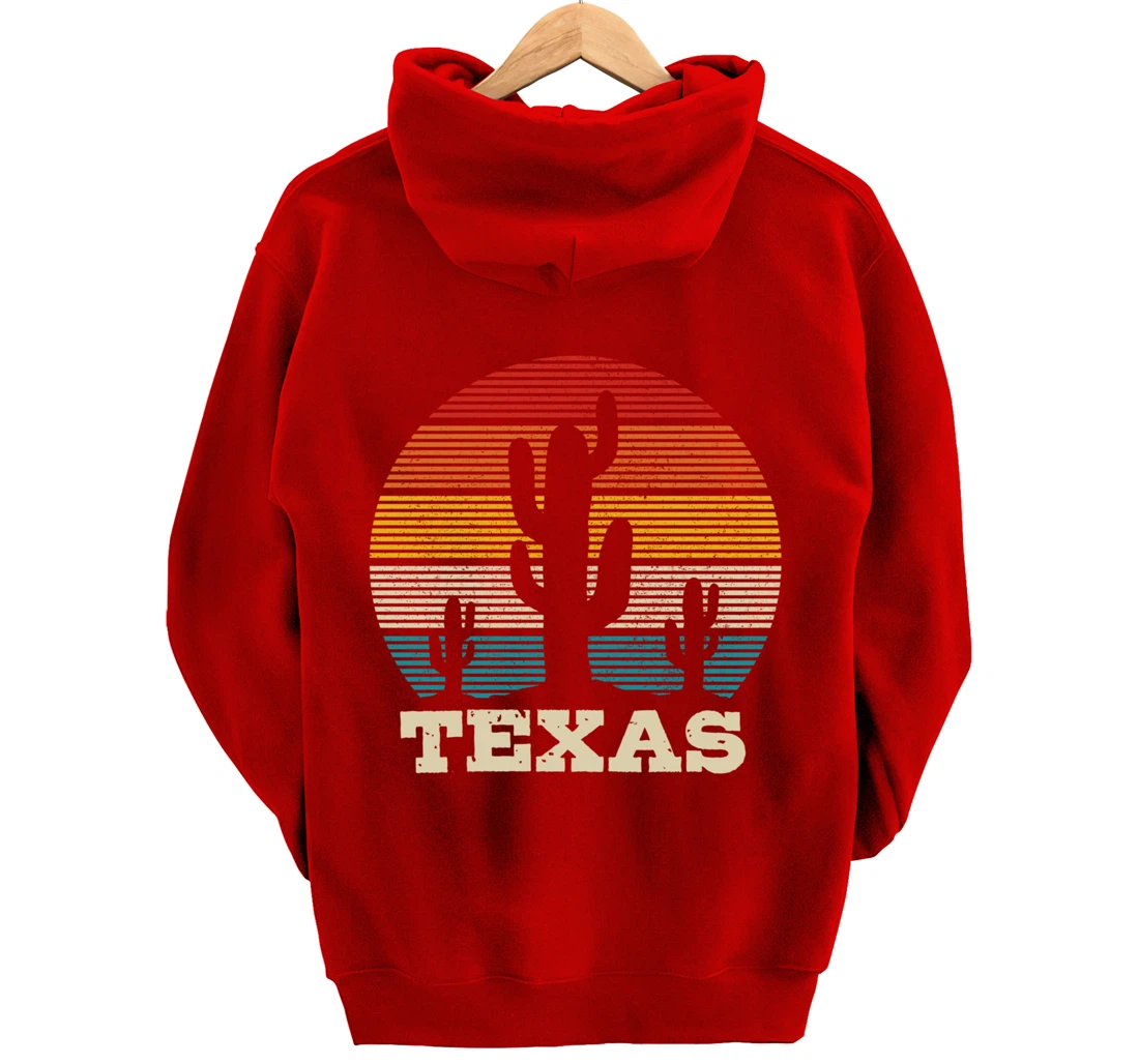Texas Cactus Vintage Retro Desert Souvenir Gift Pullover Hoodie