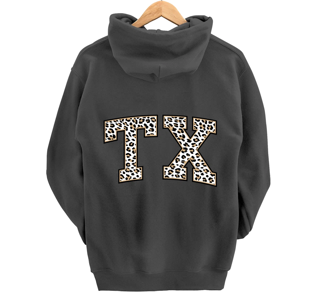 Texas Hoodie Women Men Cool Leopard Print TX State of Texas Pullover Hoodie