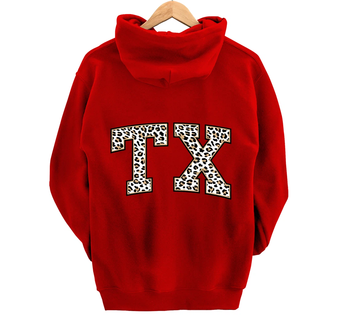 Texas Hoodie Women Men Cool Leopard Print TX State of Texas Pullover Hoodie