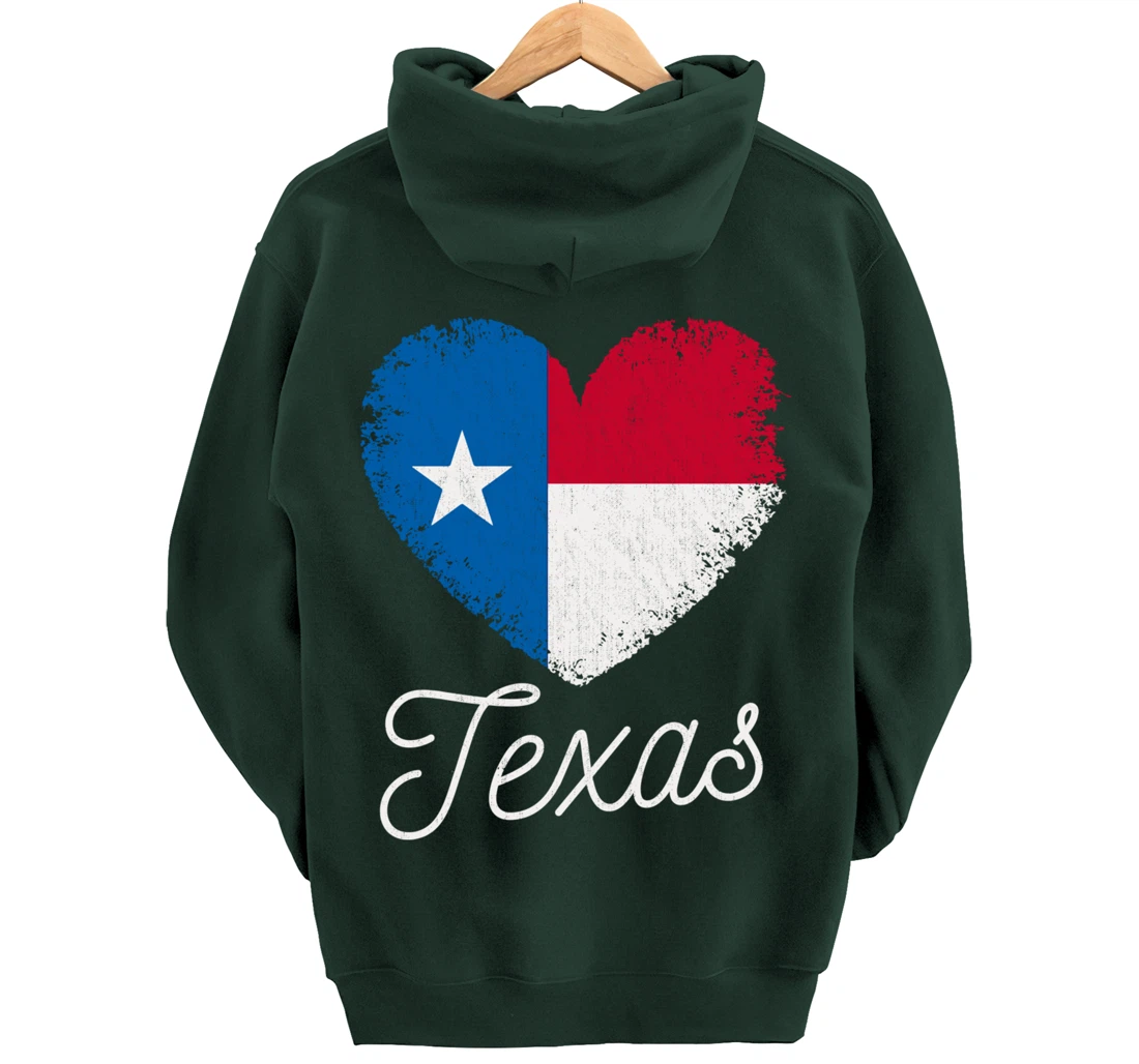 Love Heart Texan Flag Texas Pullover Hoodie