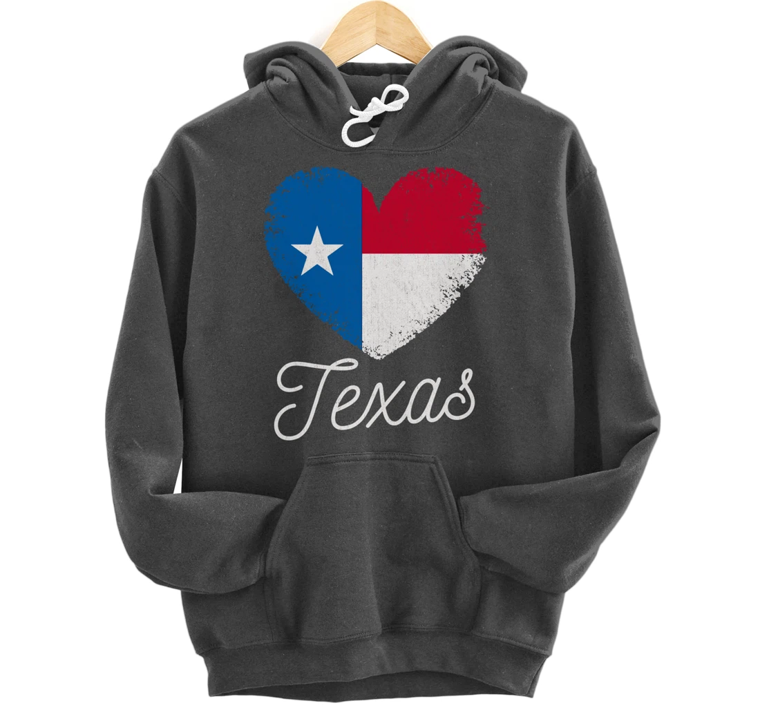 Love Heart Texan Flag Texas Pullover Hoodie
