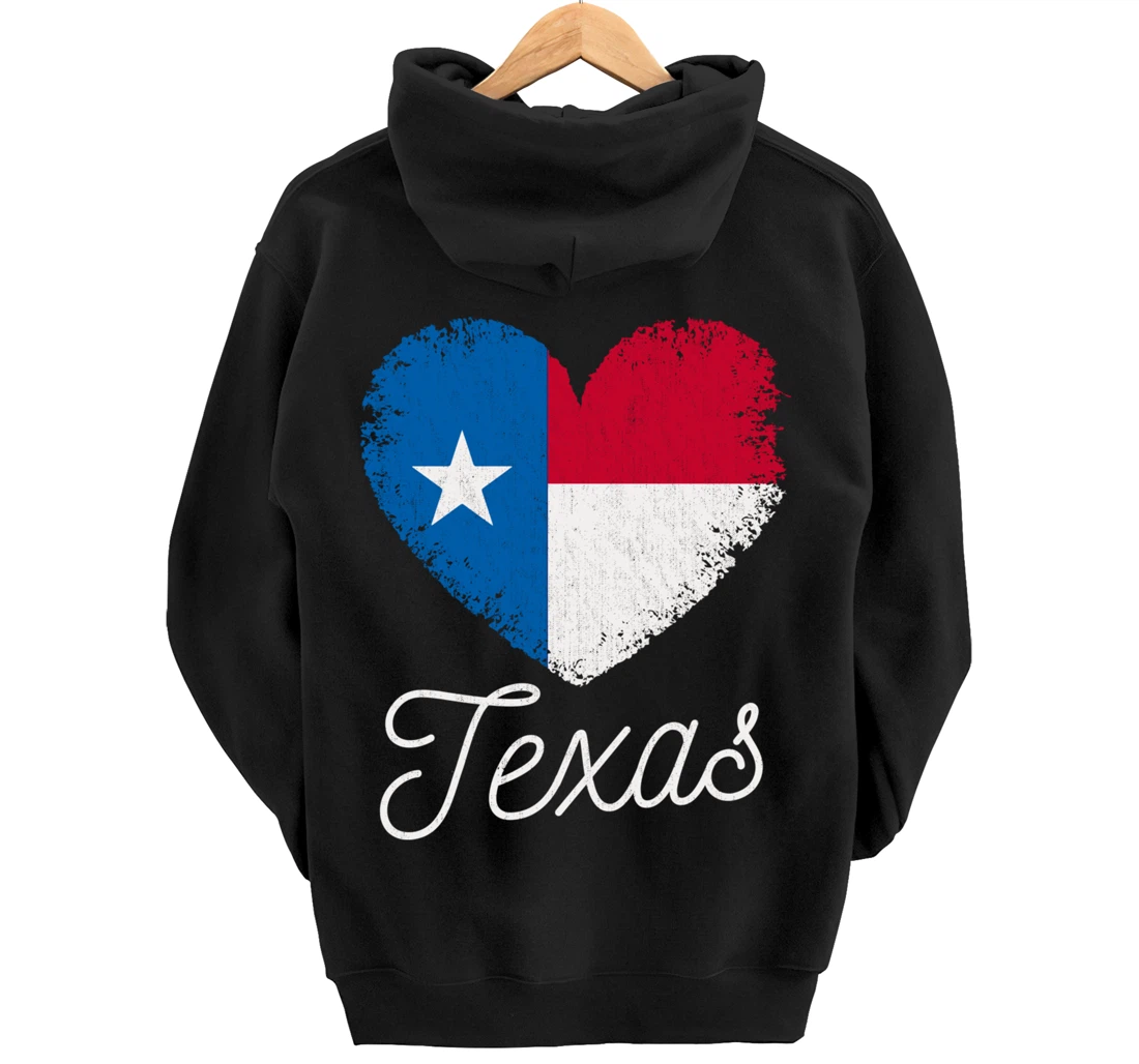 Love Heart Texan Flag Texas Pullover Hoodie